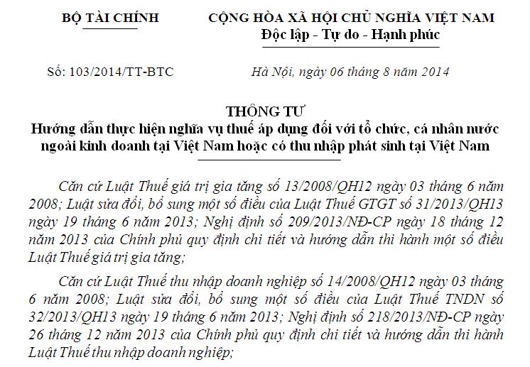 Thong tu 103/2014/Tt-BTC